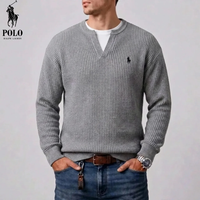 Men's Modern Waffle-Knit Notch-Neck Sweater
