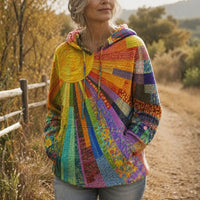 Dawnella™ | Bohemian Multicolor Patchwork Hoodie