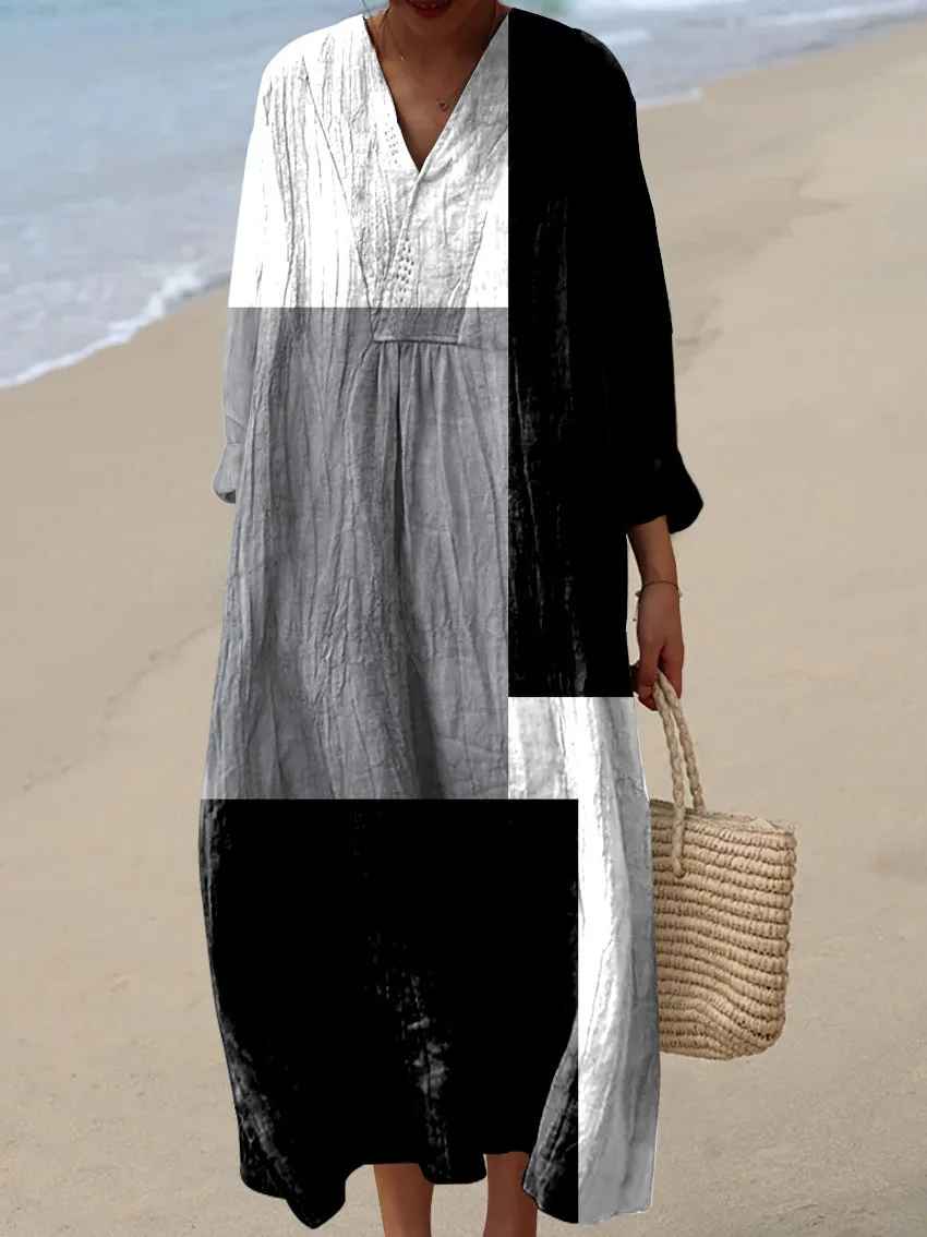 Retro Geometric Print Dress for Women