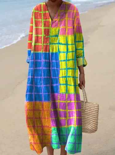 Retro Geometric Print Dress for Women