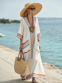 Aria | Coastal Linen Stripe Maxi Dress
