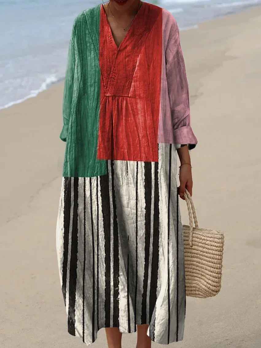 Retro Geometric Print Dress for Women