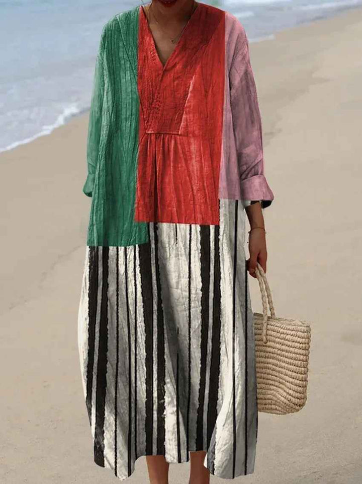 Retro Geometric Print Dress for Women