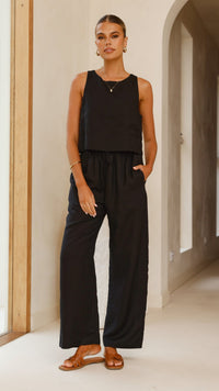 Neola Linen Pants - Black