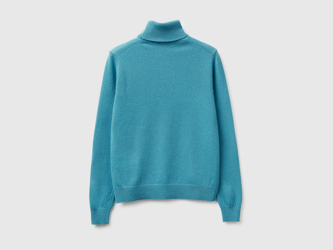 Pull à col roulé en pure laine mérinos couleur papier sucre