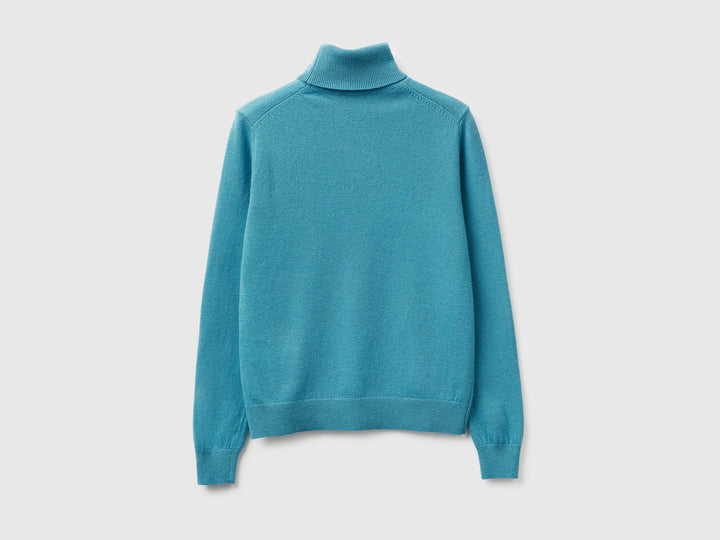 Pull à col roulé en pure laine mérinos couleur papier sucre
