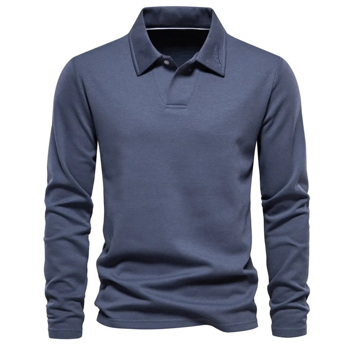 Drew | Men's Long Sleeve Knit Polo Shirt with Two-Button Placket