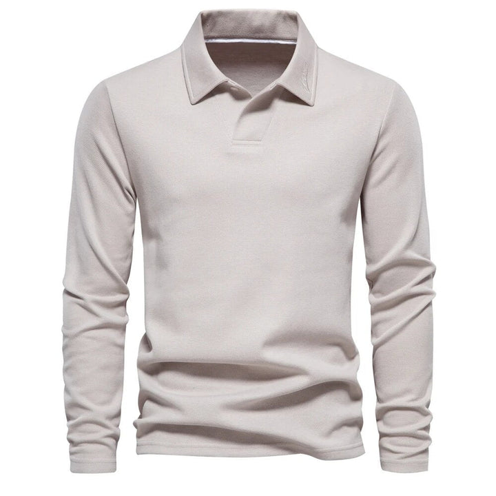 Drew | Men's Long Sleeve Knit Polo Shirt with Two-Button Placket