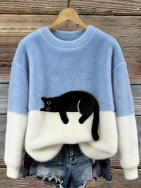 Aileen™ | Elegant Cat Print Oversized Sweater
