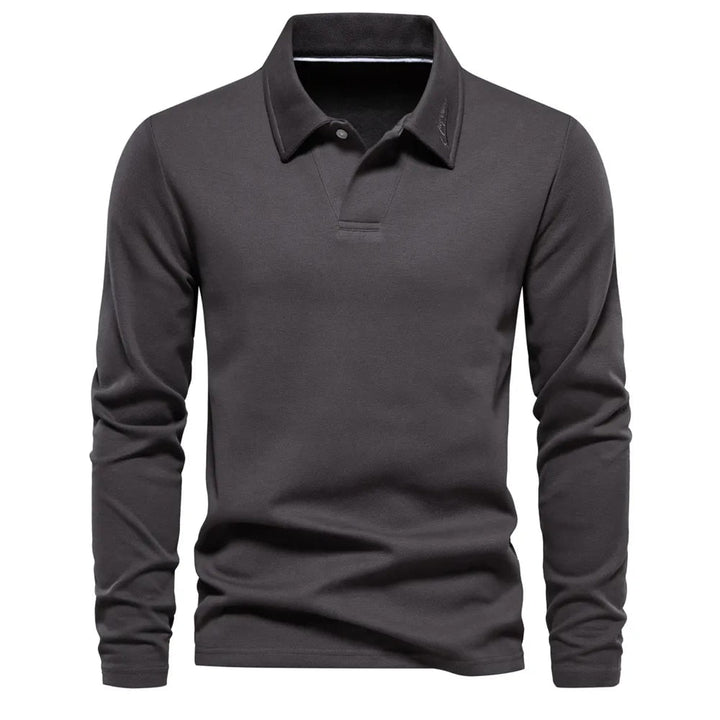 Drew | Men's Long Sleeve Knit Polo Shirt with Two-Button Placket