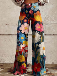 Alba | Wide Leg Pants with Bright Floral Patterns