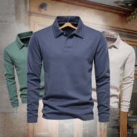 Drew | Men's Long Sleeve Knit Polo Shirt with Two-Button Placket