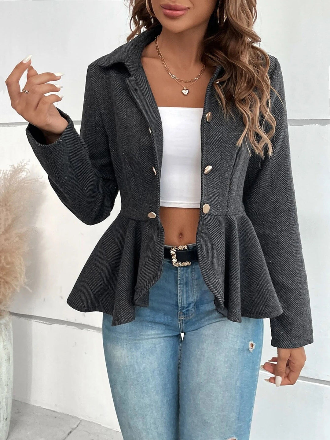 Lorena Elegant Ruffle Flair Blazer