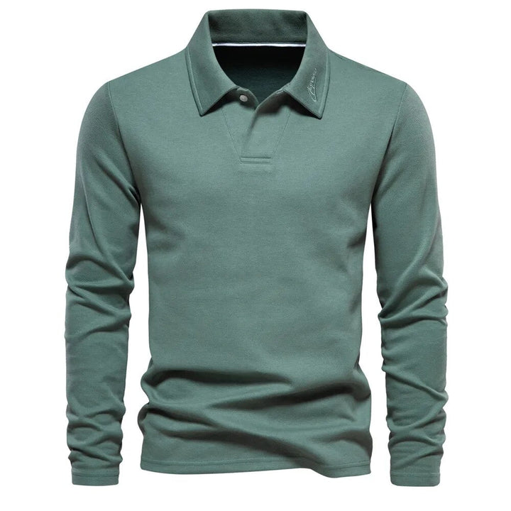 Drew | Men's Long Sleeve Knit Polo Shirt with Two-Button Placket
