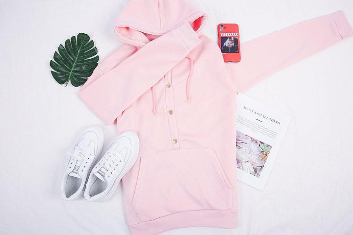 Front Pocket Button-Down Hoodie