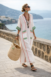 Emily | Soft Coastal Stripe Maxi Dress