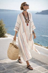 Solara | Coastal Boho Stripe Maxi Dress
