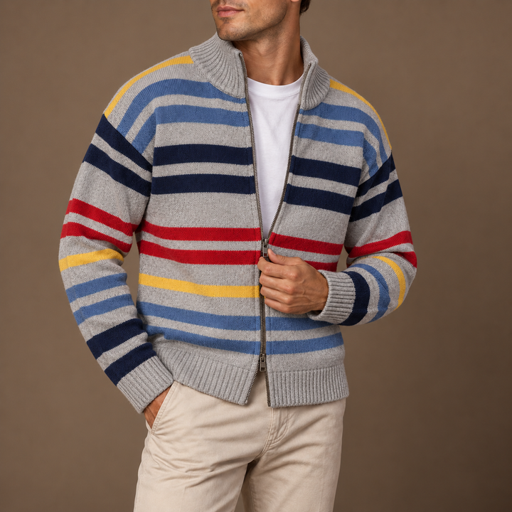 Emmett Striped Zip Cardigan