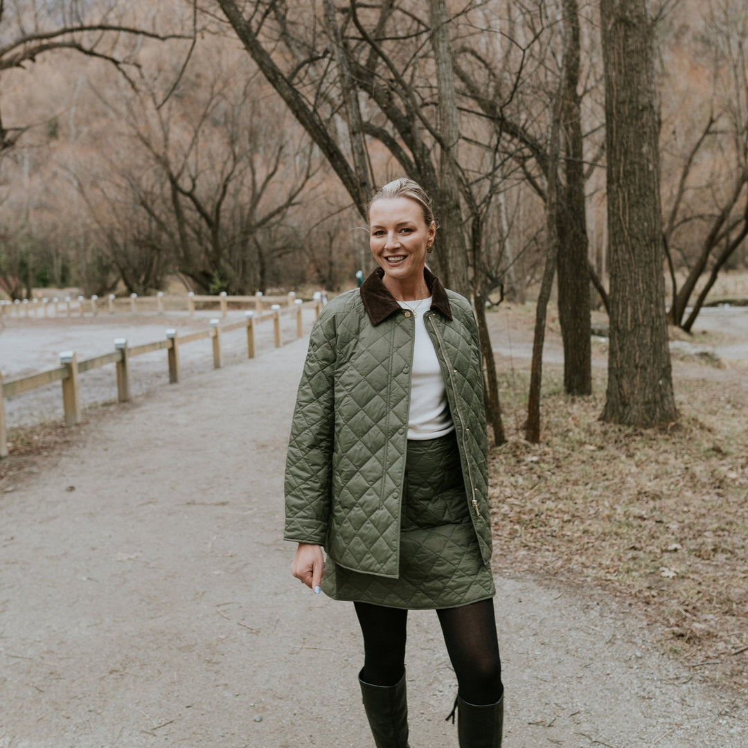 Daisy Quilted Jacket - Olive Green