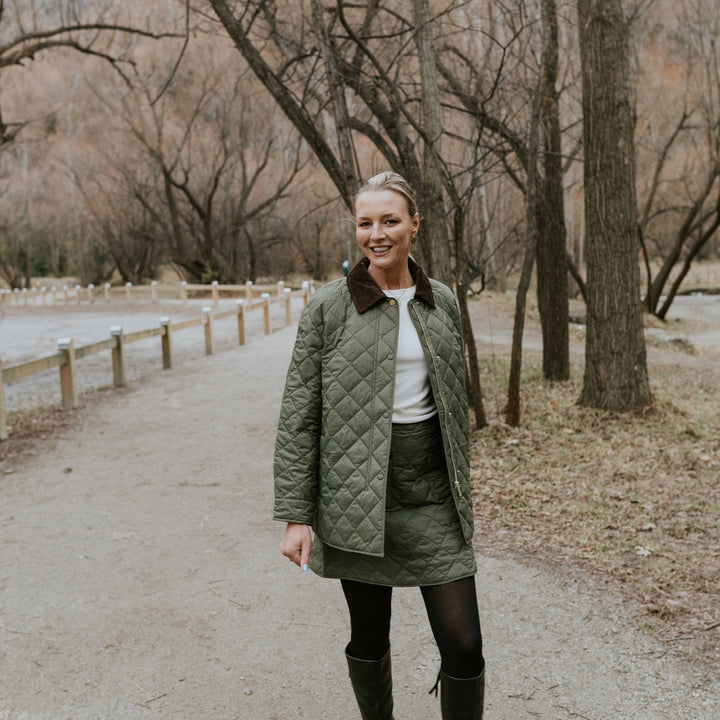 Daisy Quilted Jacket - Olive Green