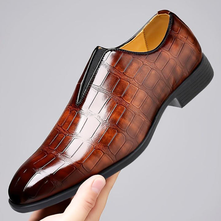 Louis Morel Glossy Croc-Texture Loafers