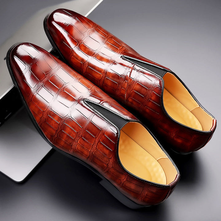 Louis Morel Glossy Croc-Texture Loafers