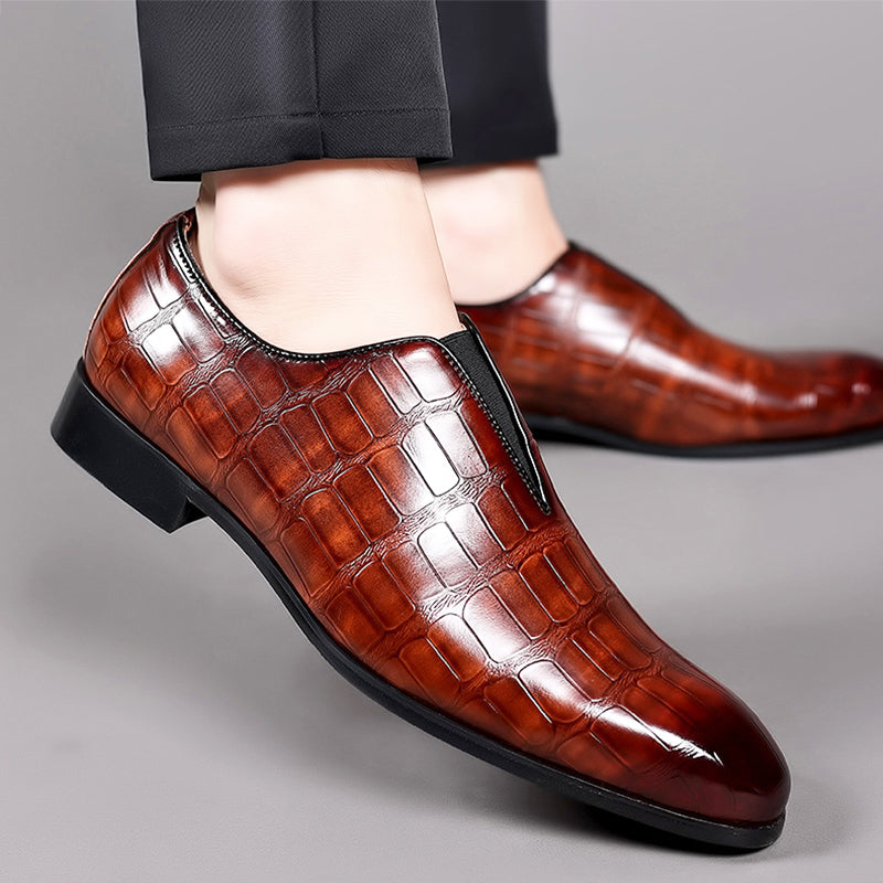 Louis Morel Glossy Croc-Texture Loafers