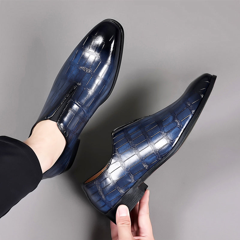Louis Morel Glossy Croc-Texture Loafers