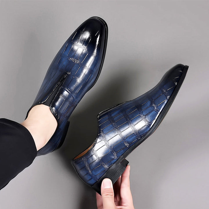 Louis Morel Glossy Croc-Texture Loafers