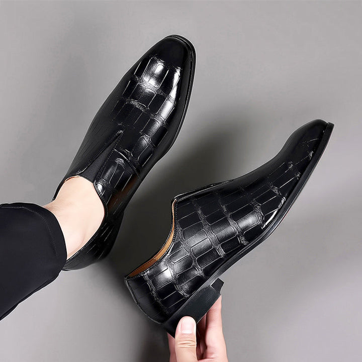 Louis Morel Glossy Croc-Texture Loafers
