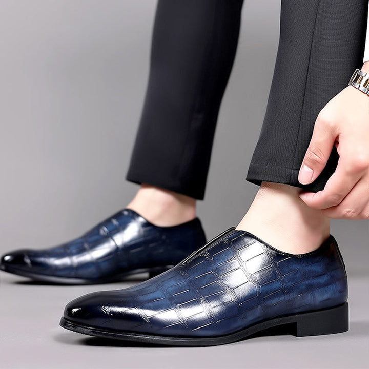 Louis Morel Glossy Croc-Texture Loafers