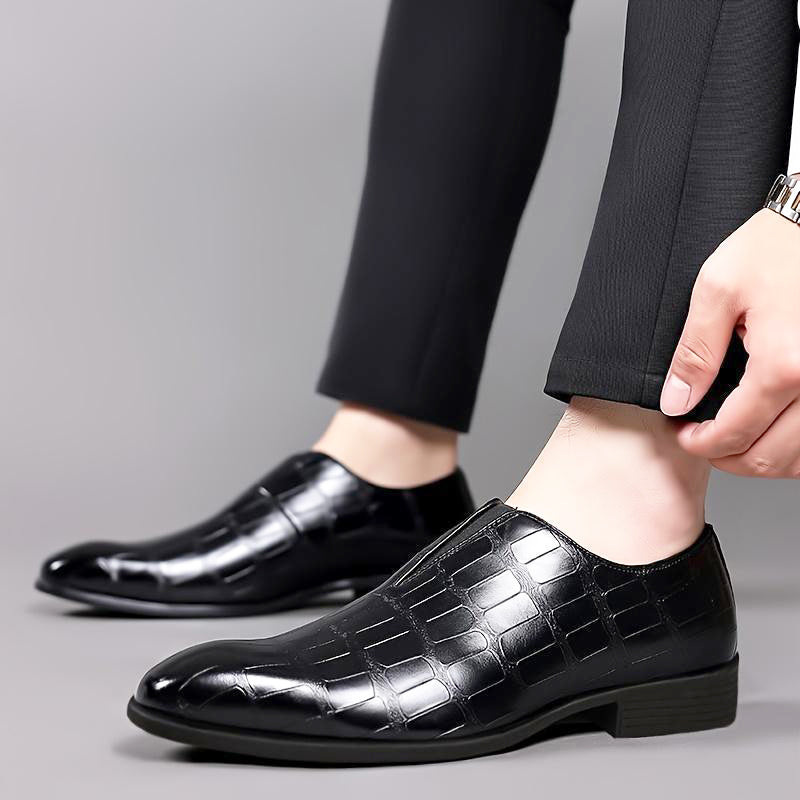 Louis Morel Glossy Croc-Texture Loafers
