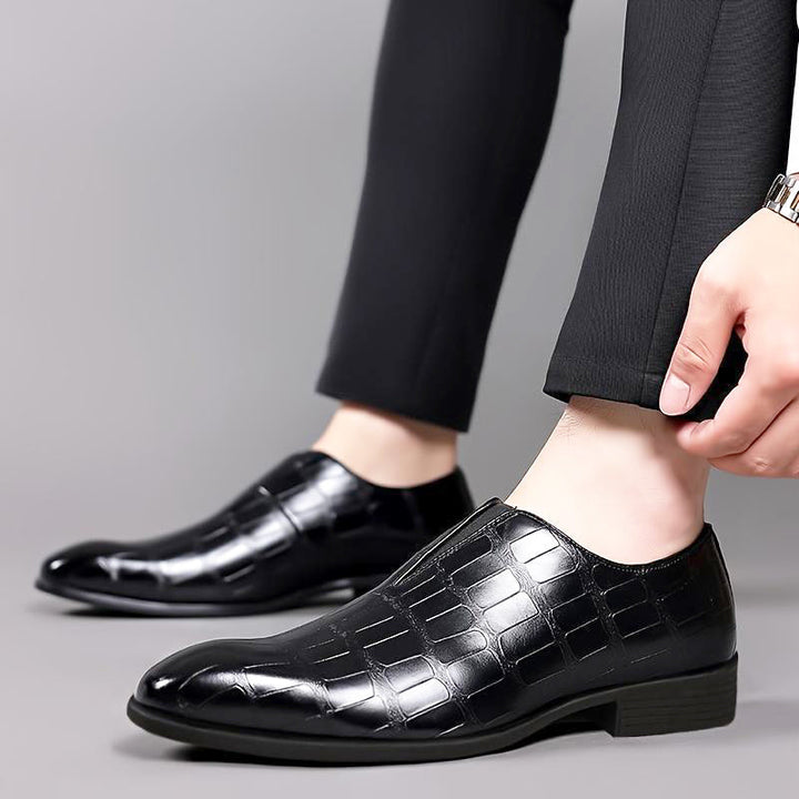 Louis Morel Glossy Croc-Texture Loafers