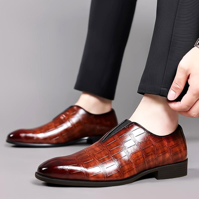 Louis Morel Glossy Croc-Texture Loafers