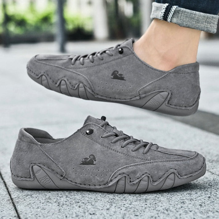 Cameron | Unisex Hand-Stitched Leather Low-Top Sneakers with Non-Slip Sole
