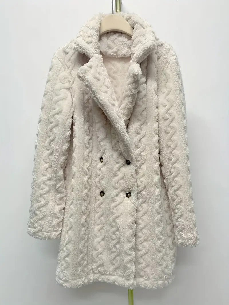 Evelina Double-Breasted Wool Blend Mid-Length Coat