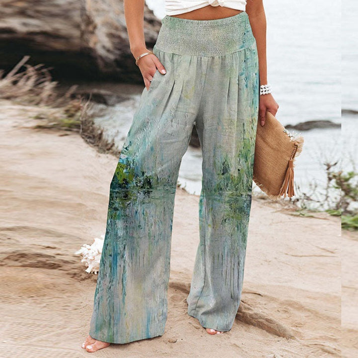 <font style="vertical-align: inherit;"><font style="vertical-align: inherit;">Pantalons larges décontractés à taille haute avec poches, imprimé extensible à quatre côtés, vêtements pour femmes, commerce extérieur 2022, Amazon, AliExpress</font></font>