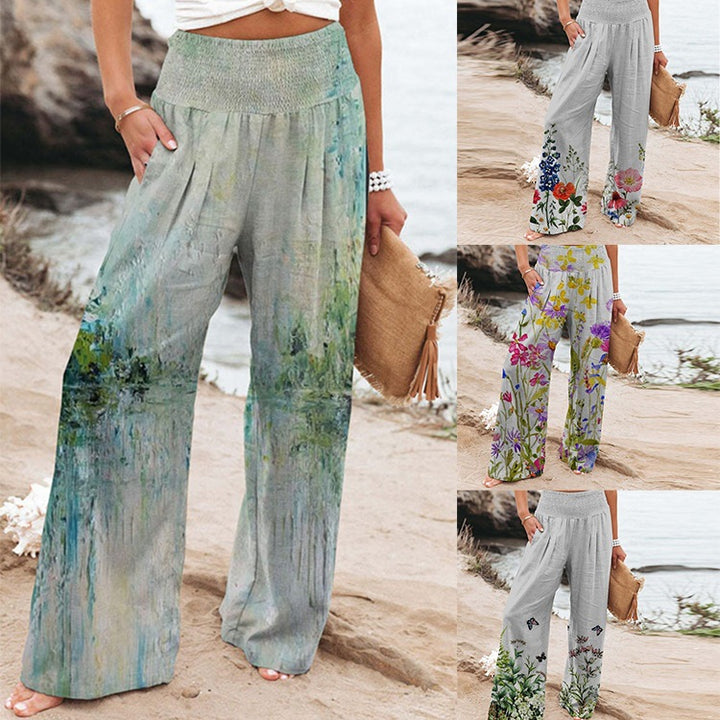 <font style="vertical-align: inherit;"><font style="vertical-align: inherit;">Pantalons larges décontractés à taille haute avec poches, imprimé extensible à quatre côtés, vêtements pour femmes, commerce extérieur 2022, Amazon, AliExpress</font></font>