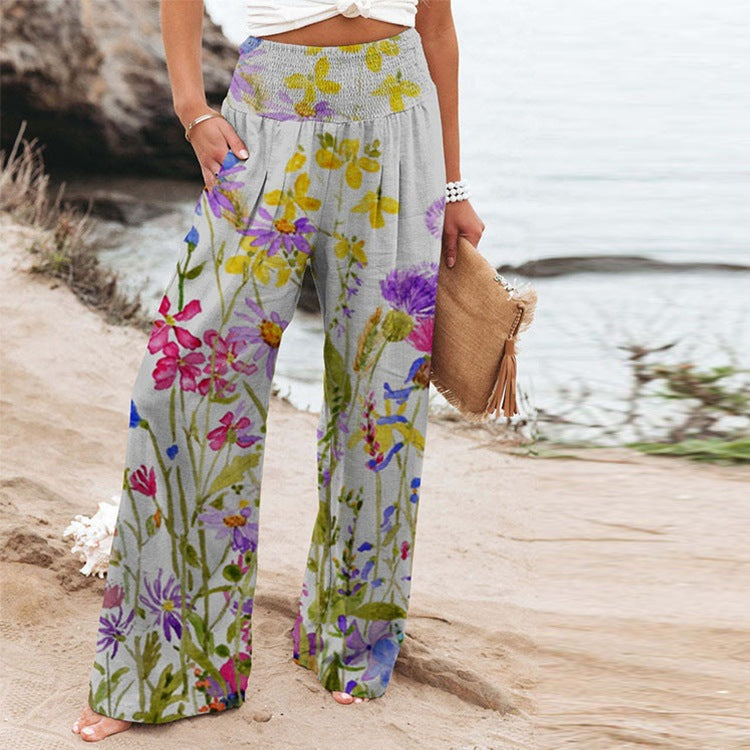 <font style="vertical-align: inherit;"><font style="vertical-align: inherit;">Pantalons larges décontractés à taille haute avec poches, imprimé extensible à quatre côtés, vêtements pour femmes, commerce extérieur 2022, Amazon, AliExpress</font></font>