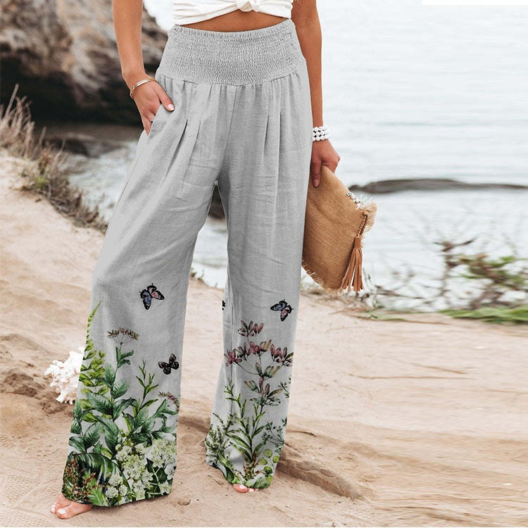 <font style="vertical-align: inherit;"><font style="vertical-align: inherit;">Pantalons larges décontractés à taille haute avec poches, imprimé extensible à quatre côtés, vêtements pour femmes, commerce extérieur 2022, Amazon, AliExpress</font></font>