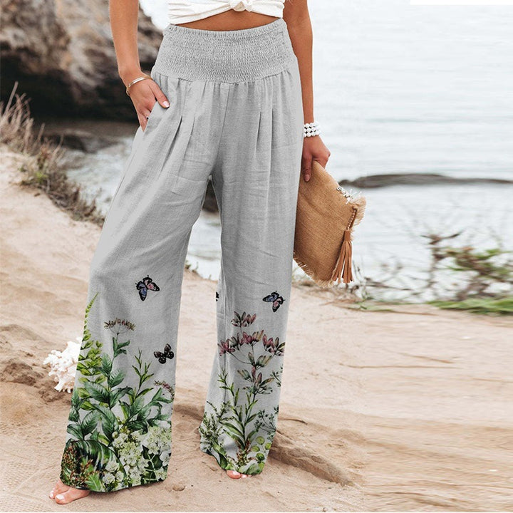 <font style="vertical-align: inherit;"><font style="vertical-align: inherit;">Pantalons larges décontractés à taille haute avec poches, imprimé extensible à quatre côtés, vêtements pour femmes, commerce extérieur 2022, Amazon, AliExpress</font></font>
