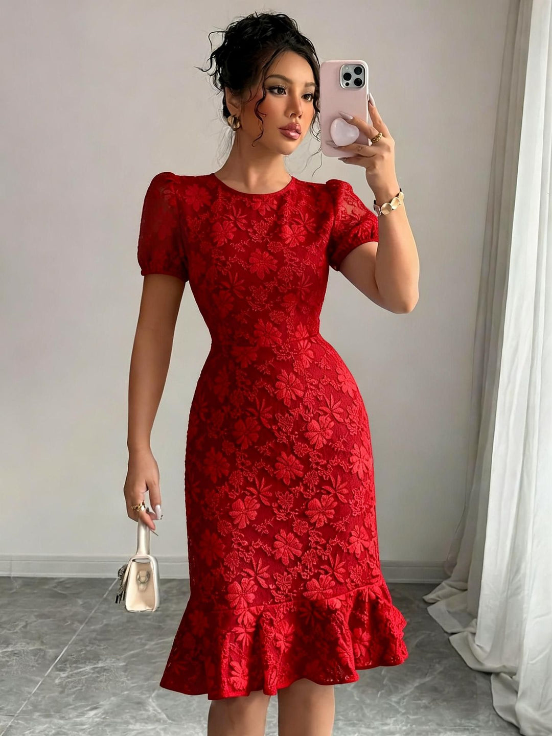 Elegant Floral Embroidered Dress