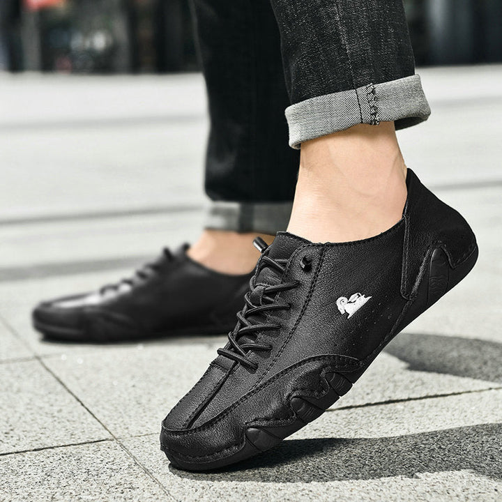 Cameron | Unisex Hand-Stitched Leather Low-Top Sneakers with Non-Slip Sole