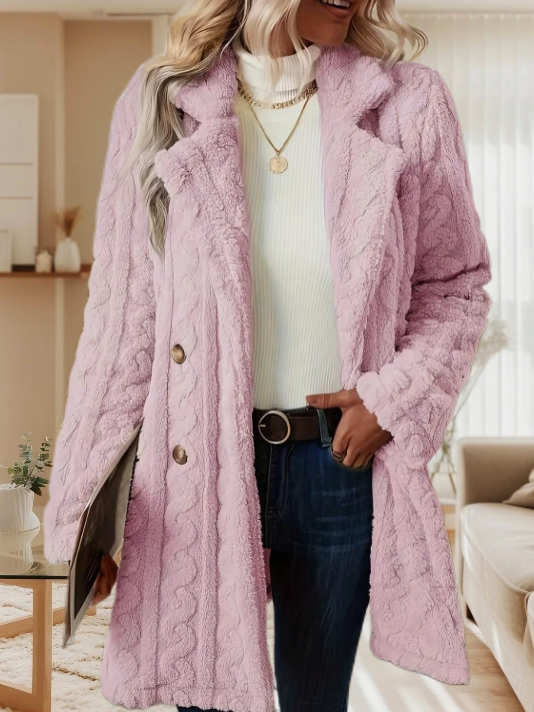 Evelina Double-Breasted Wool Blend Mid-Length Coat