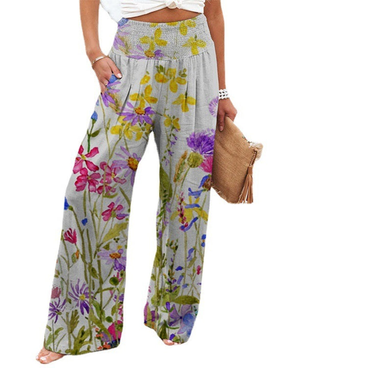 <font style="vertical-align: inherit;"><font style="vertical-align: inherit;">Pantalons larges décontractés à taille haute avec poches, imprimé extensible à quatre côtés, vêtements pour femmes, commerce extérieur 2022, Amazon, AliExpress</font></font>