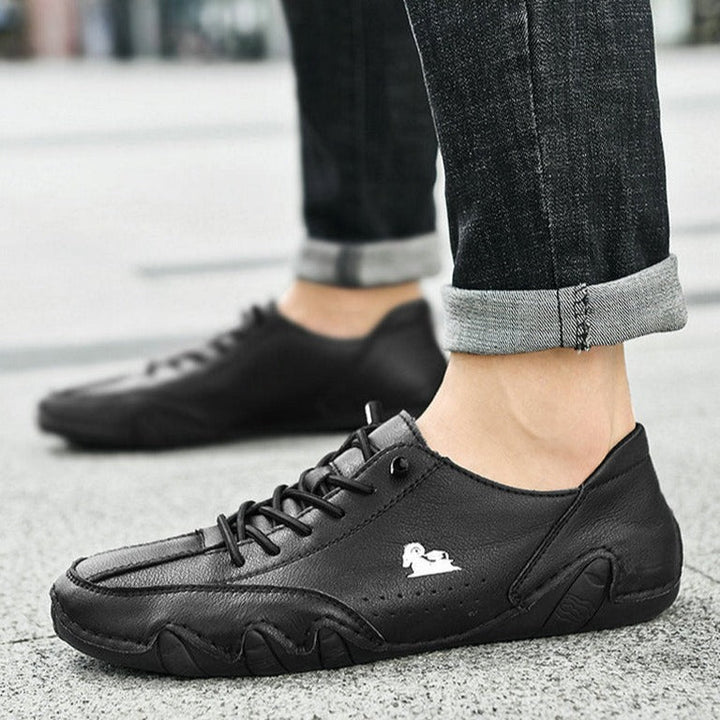 Cameron | Unisex Hand-Stitched Leather Low-Top Sneakers with Non-Slip Sole