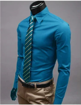 Caleb | Men's Slim Fit Cotton Blend Dress Shirt with Button Cuffs