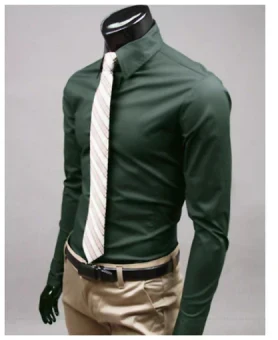 Caleb | Men's Slim Fit Cotton Blend Dress Shirt with Button Cuffs
