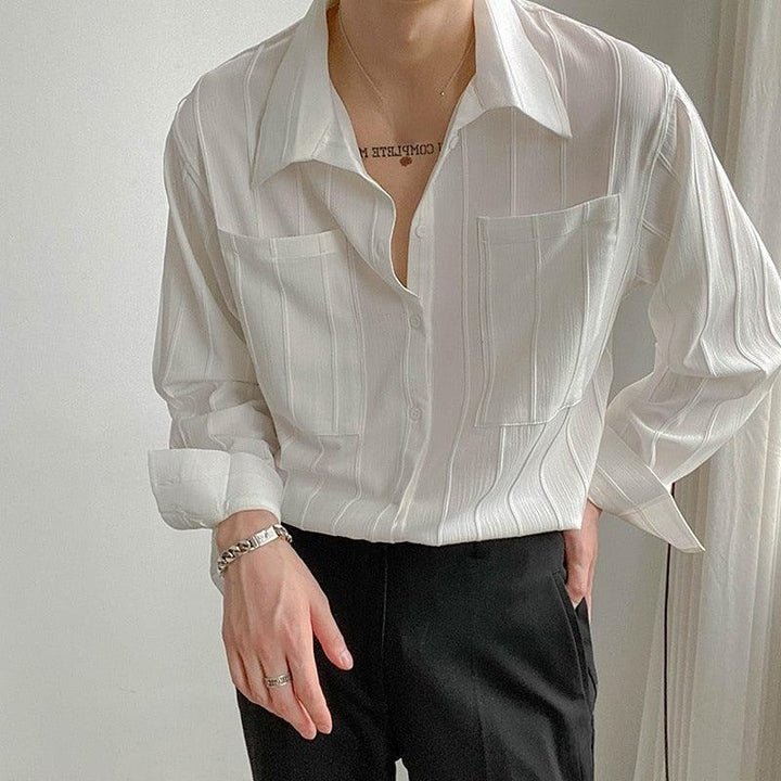 Caspian | Men's Long Sleeve Casual Shirt with Patch Pockets