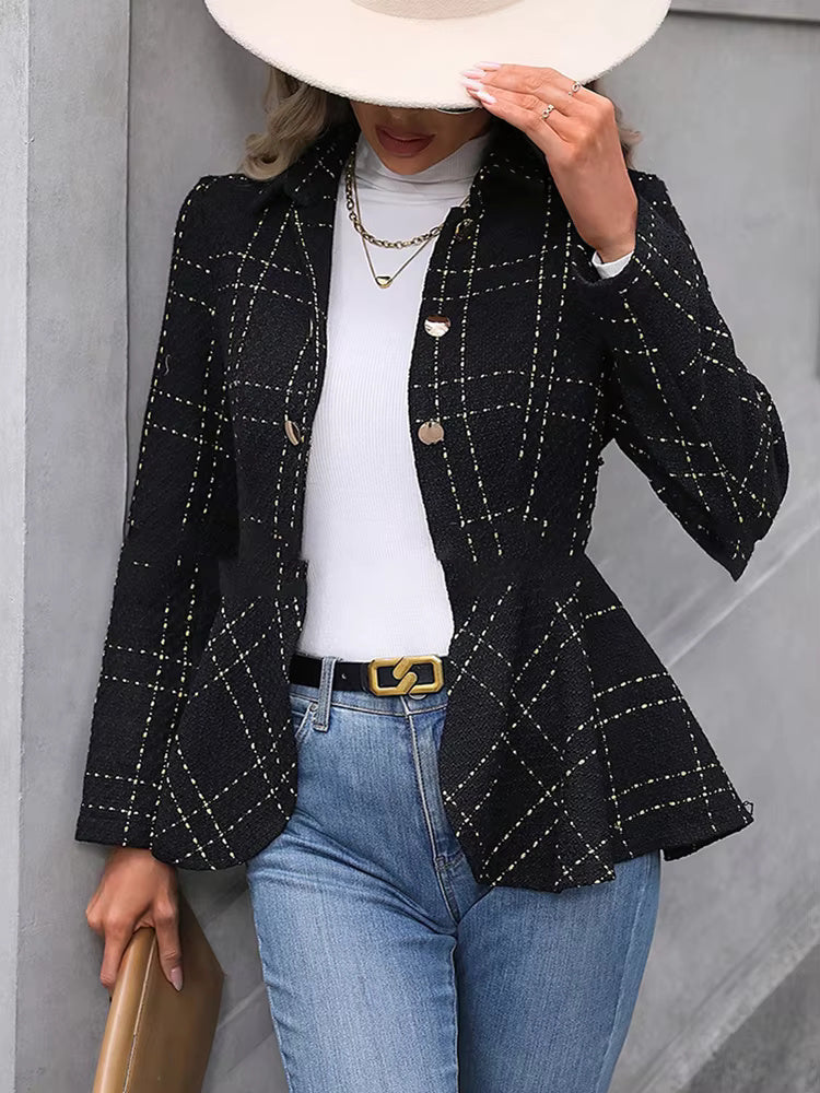 Lorena Elegant Ruffle Flair Blazer
